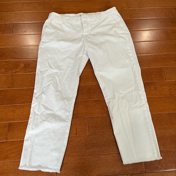 Frank & Eileen White Cotton Blend Cropped Wicklow Italian Chino Pants Sz. 10 - Picture 2 of 6
